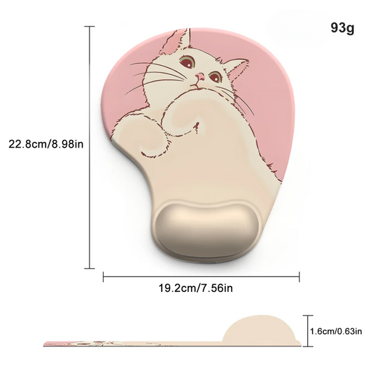 Tapis de Souris Ergonomique avec Repose Poignet Rose Chat : Confort et Mignonnerie pour un Apprentissage Fun ! 💻💖