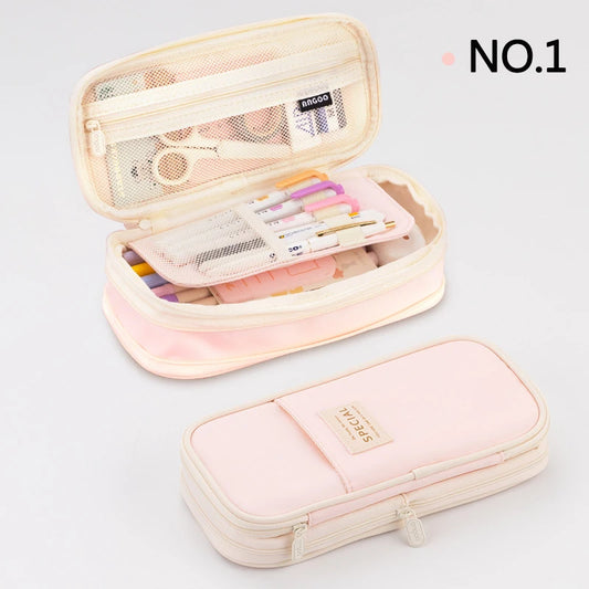 trousse scolaire ergonomique rose clair