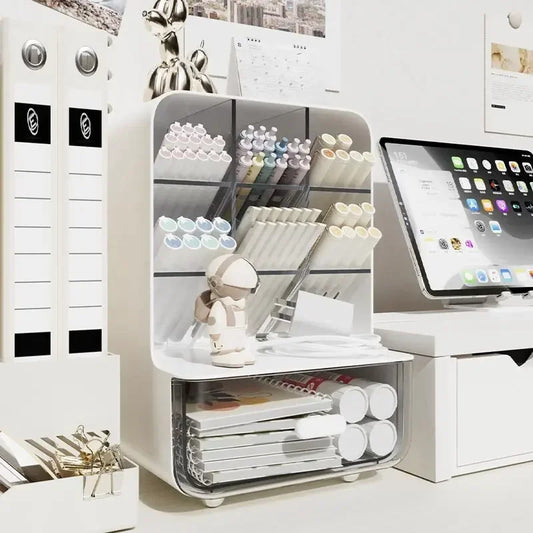 Organiseur de bureau transparent beige
