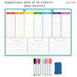 calendrier d'organisation de la semaine effaçable magnétique pour le frigo