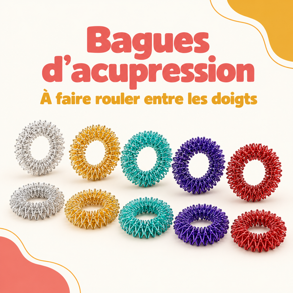 Bagues sensorielles d’acupression – lots de 5 ou 10