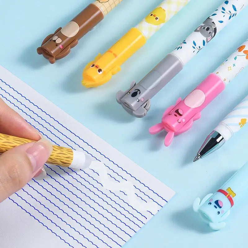 Lot de 6 Stylos Gel Effaçables Kawaii gomme