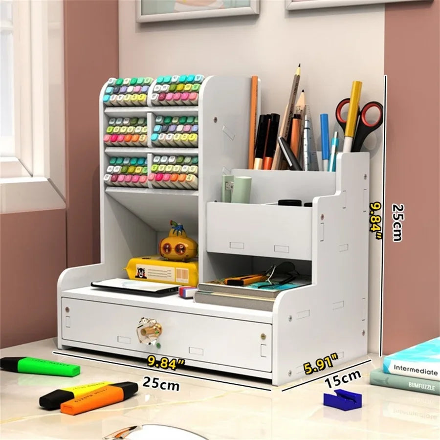 Organiseur de Bureau en Bois :  Rangement Pratique pour un Espace de Travail Zen 🌿