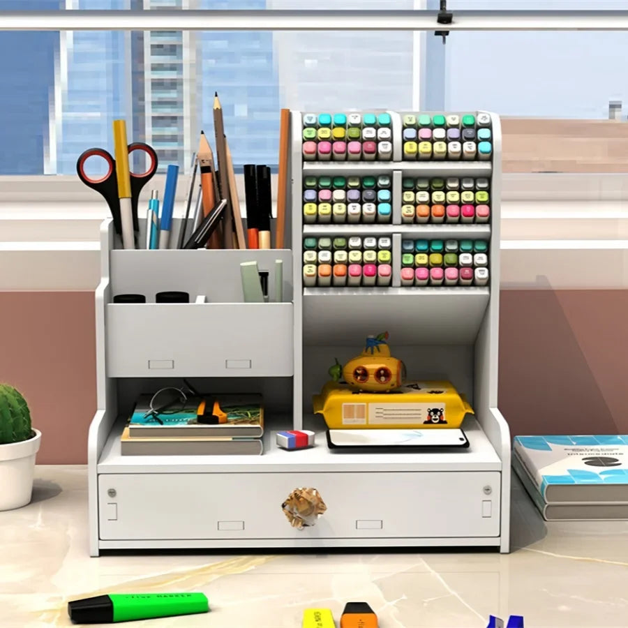 Organiseur de Bureau en Bois :  Rangement Pratique pour un Espace de Travail Zen 🌿