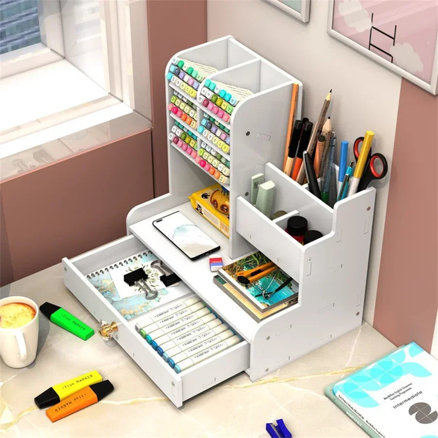 Organiseur de Bureau en Bois :  Rangement Pratique pour un Espace de Travail Zen 🌿