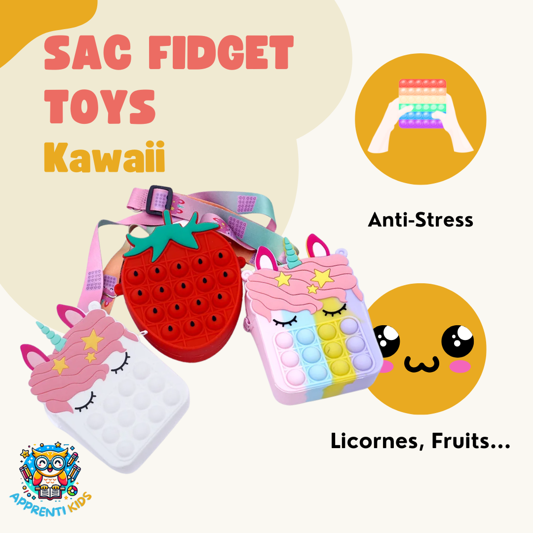 Sacs à Bandoulière Fidget Toys Licornes et Fruits - Bubble Push-It
