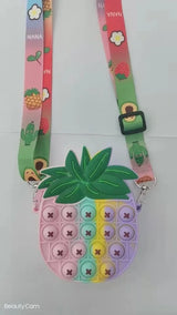 Sacs à Bandoulière Fidget Toys Licornes et Fruits - Bubble Push-It Ananas