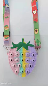 Sacs à Bandoulière Fidget Toys Licornes et Fruits - Bubble Push-It Ananas arc en ciel