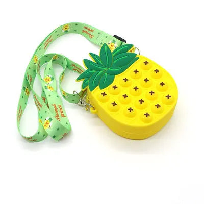 Sacs à Bandoulière Fidget Toys Licornes et Fruits - Bubble Push-It Ananas Jaune