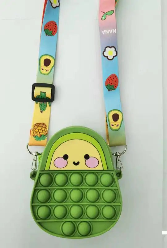 Sacs à Bandoulière Fidget Toys Licornes et Fruits - Bubble Push-It Avocat