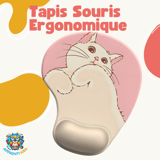Tapis de Souris Ergonomique avec Repose Poignet Rose Chat : Confort et Mignonnerie pour un Apprentissage Fun ! 💻💖