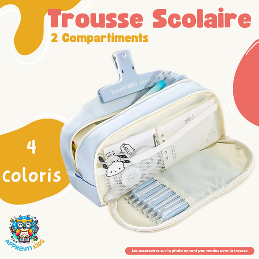 Trousse Scolaire à 2 Compartiments - Organisation Facile 🖊️