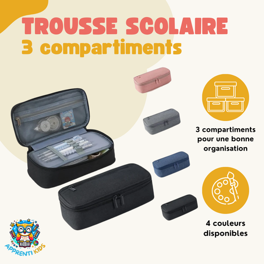 Trousse Scolaire 3 Compartiments - Idéale pour les Écoliers 📓