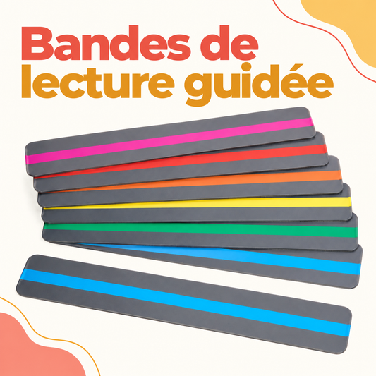 Bandes de lecture guidée pour enfant – lot de 6 bandes colorées pour faciliter le suivi de ligne