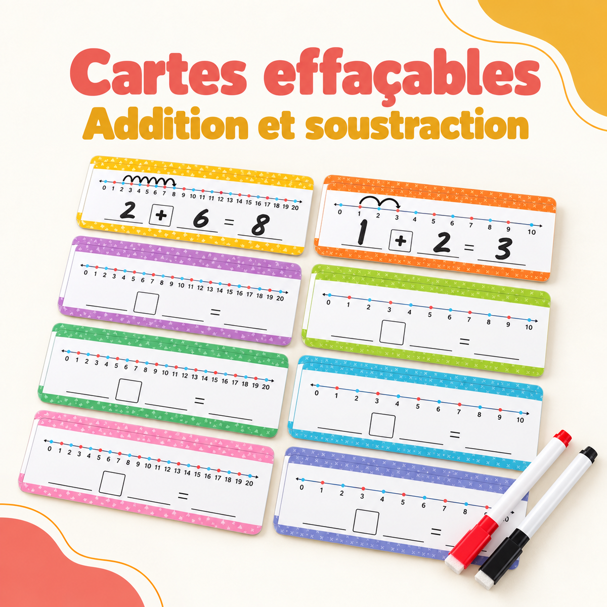 Cartes Numériques Effaçables pour l'Addition et la Soustraction