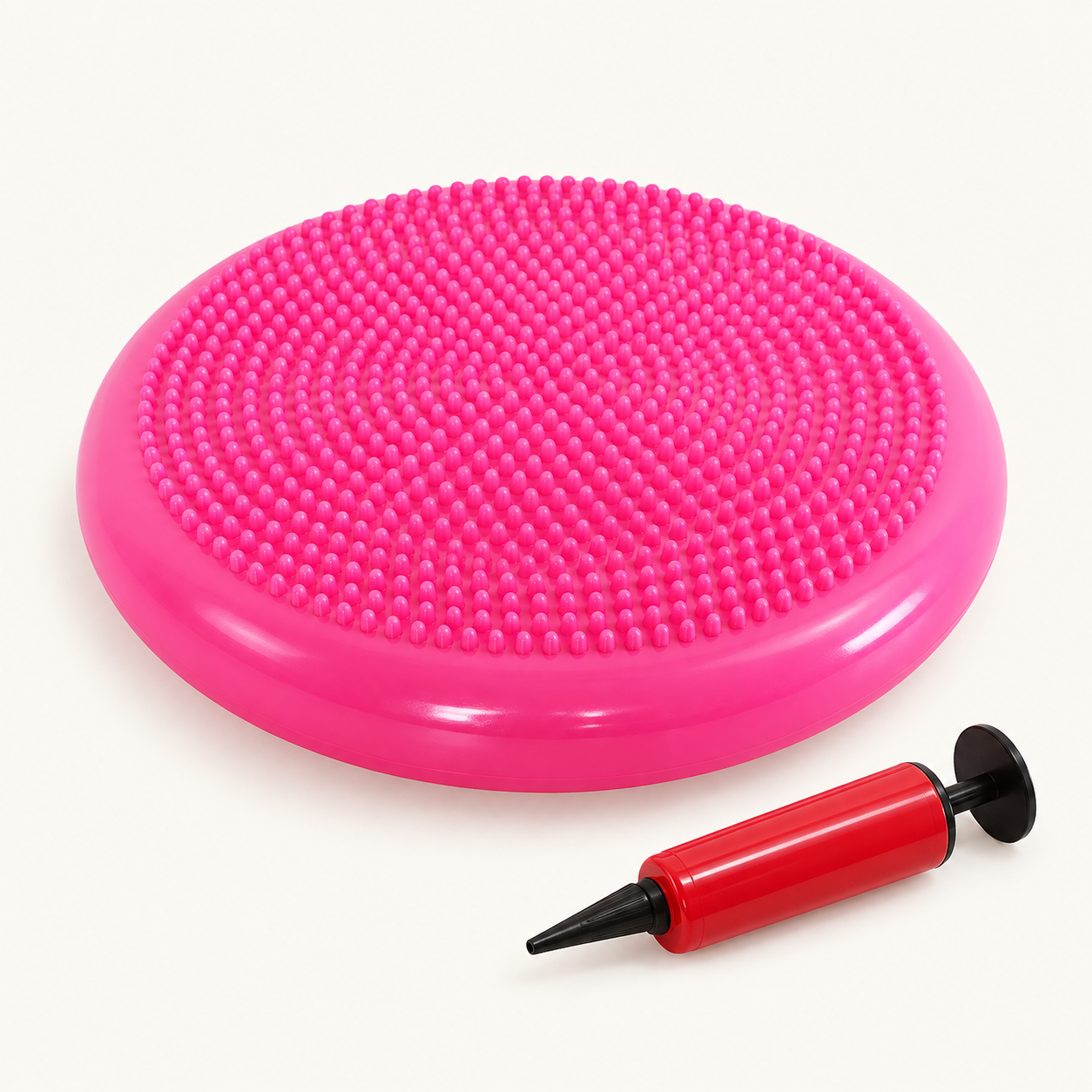 Coussin d’équilibre rose à picots pour assise dynamique avec pompe de gonflage