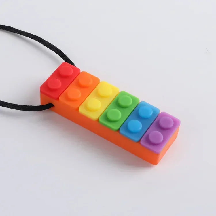 Fidget Toys - Collier Anti Stress à Mordiller en Silicone en Forme de Brique 🧱
