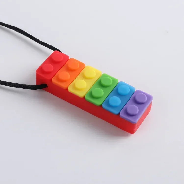 Fidget Toys - Collier Anti Stress à Mordiller en Silicone en Forme de Brique 🧱