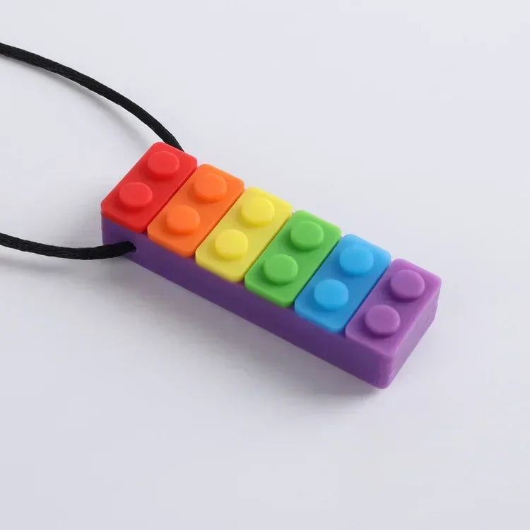 Fidget Toys - Collier Anti Stress à Mordiller en Silicone en Forme de Brique 🧱
