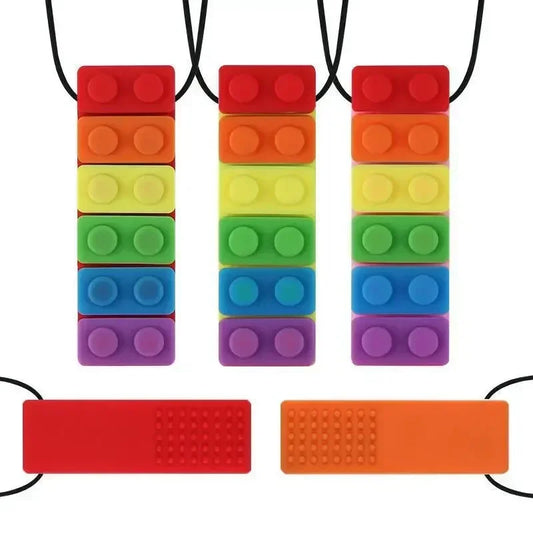 Fidget Toys - Collier Anti Stress à Mordiller en Silicone en Forme de Brique 🧱