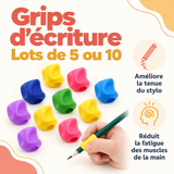 Grips d’écriture ergonomiques en silicone – lots de 5 ou 10 pour améliorer la tenue du crayon