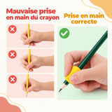 Grip d’écriture ergonomique – comparaison entre mauvaise prise du crayon et prise en main correcte
