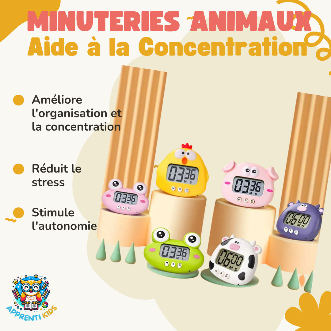 Minuteries Animaux :  Un Coup de Pouce pour la Concentration des Enfants ! ⏰💖