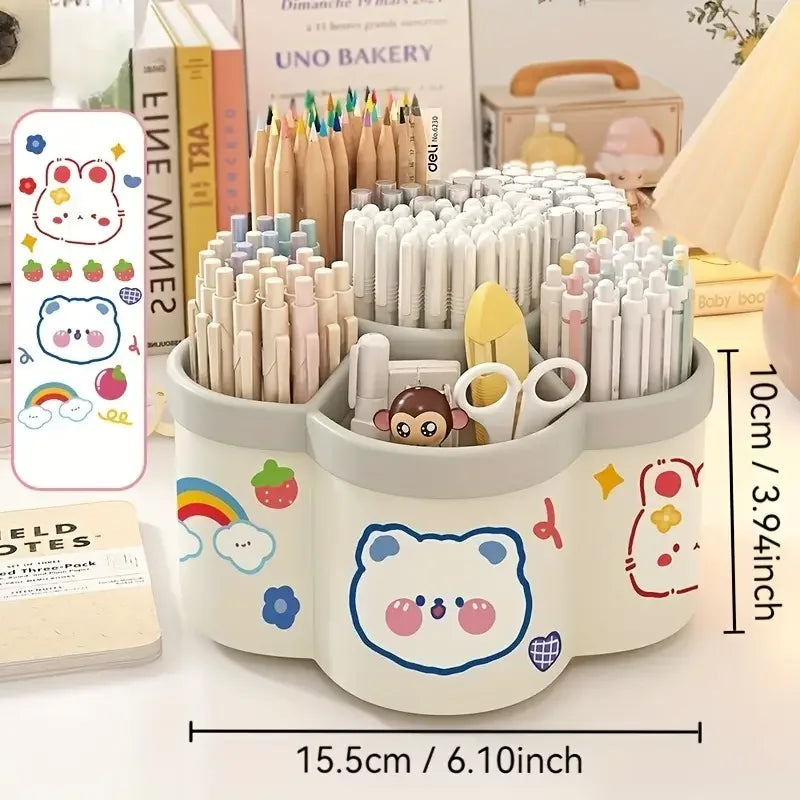 Pot à Crayons Rotatif Kawaii : Organisez Votre Bureau avec Style et Fun ! 🎨