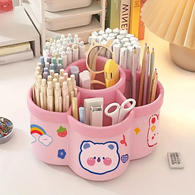 Pot à Crayons Rotatif Kawaii : Organisez Votre Bureau avec Style et Fun ! 🎨