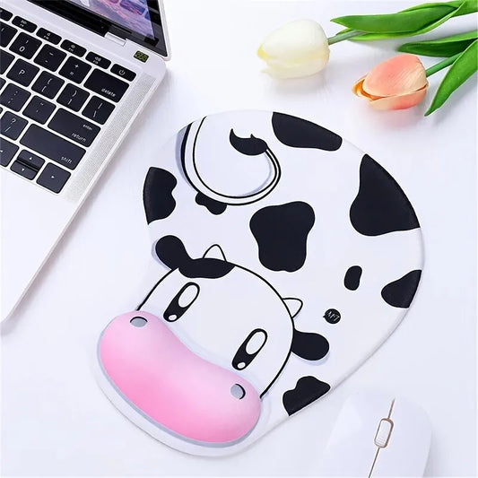 Tapis de souris ergonomique avec repose poignet kawaii vache