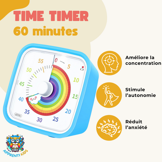 Time Timer 60 minutes - Un outil visuel pour mieux gérer le temps, idéal pour les enfants 🌈⏰