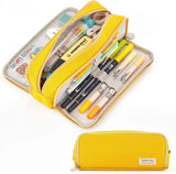 trousse 3 compartiments jaune
