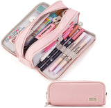 trousse 3 compartiments rose