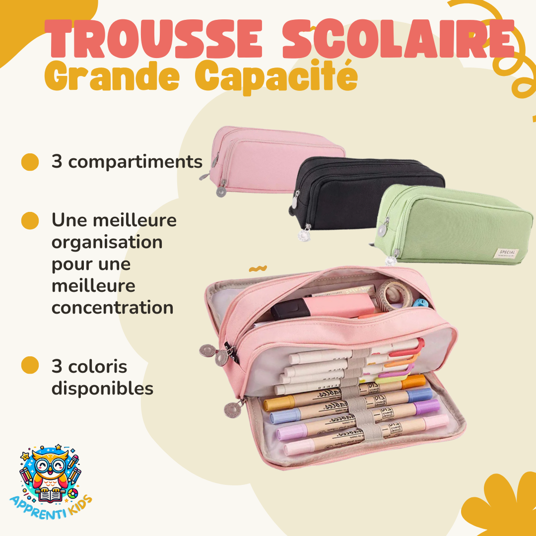 Trousse Scolaire Grande Capacité - Rangement Assuré 📏
