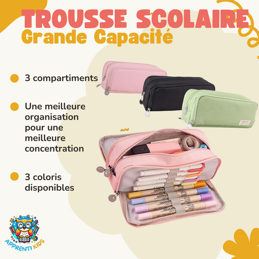 Trousse Scolaire Grande Capacité - Rangement Assuré 📏