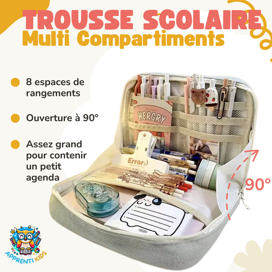 Trousse Scolaire Multi Compartiments - Rangement Optimal 🌈